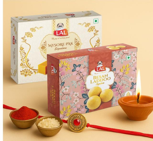 Lal Sweets Mysore Pak Signature & Besan Laddoo Premium, 400 gm Each - Combo Pack
