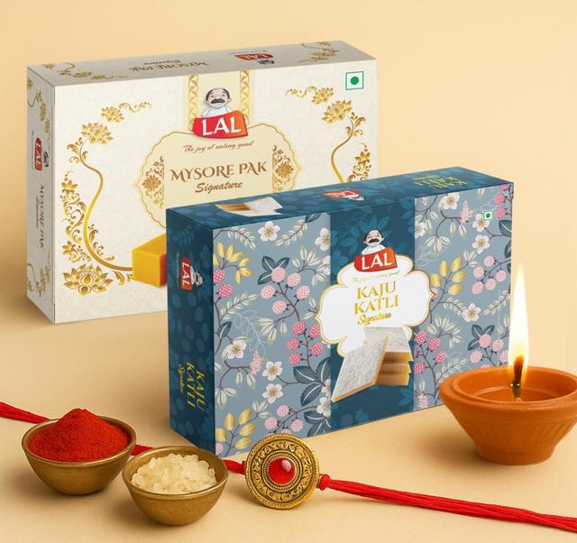Lal Sweets  Mysore Pak Signature & Kaju Katli, 400 gm Each - Combo Pack