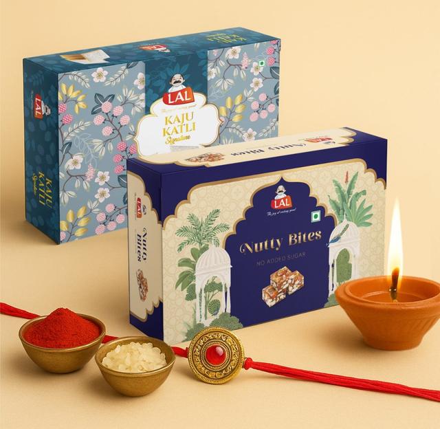 Lal Sweets  Kaju Katli & Sugarless Nutty Bites, 400 gm Each - Combo Pack