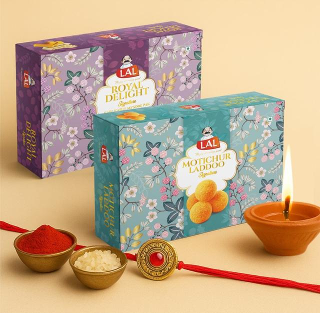 Lal Sweets  Royal Delight & Motichur Laddoo, 400 gm Each - Combo Pack