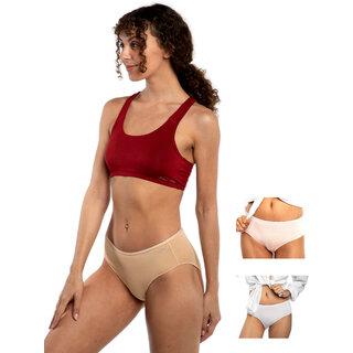Ashleyandalvis Bamboo Micro Modal, Anti Bacterial, Skinny Soft, Premium Hipster Women Hipster White, Pink, Beige Panty (Pack Of 3 )