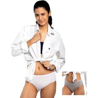 Ashleyandalvis Bamboo Micro Modal, Anti Bacterial, Skinny Soft, Premium Hipster Women Hipster White, Grey Panty (Pack Of 2 )