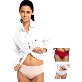Ashleyandalvis Bamboo Micro Modal, Anti Bacterial, Skinny Soft, Premium Hipster Women Hipster White, Pink, Red Panty (Pack Of 3 )