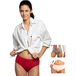 Ashleyandalvis Bamboo Micro Modal, Anti Bacterial, Skinny Soft, Premium Hipster Women Hipster Grey, Pink, Red Panty (Pack Of 3 )