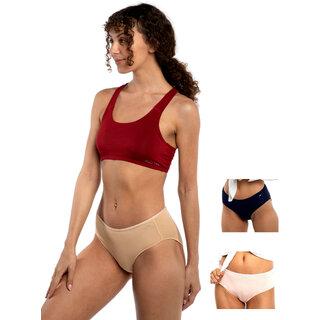 Ashleyandalvis Bamboo Micro Modal, Anti Bacterial, Skinny Soft, Premium Hipster Women Hipster Grey, Pink, Dark Blue Panty (Pack Of 3 )