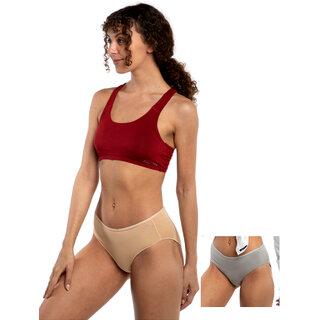 Ashleyandalvis Bamboo Micro Modal, Anti Bacterial, Skinny Soft, Premium Hipster Women Hipster Grey, Beige Panty (Pack Of 2 )
