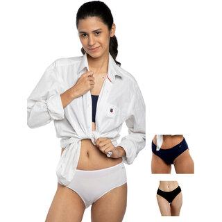 Ashleyandalvis Bamboo Micro Modal, Anti Bacterial, Skinny Soft, Premium Hipster Women Hipster Black, White, Dark Blue Panty (Pack Of 3 )