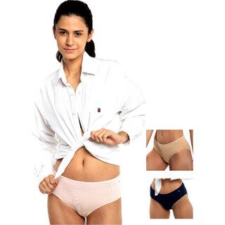 Ashleyandalvis Bamboo Micro Modal, Anti Bacterial, Skinny Soft, Premium Hipster Women Hipster Pink, Dark Blue, Beige Panty (Pack Of 3 )