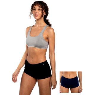 AshleyandAlvis Micro Modal, Anti Bacterial, Skinny Soft, Premium Boyshorts Women Boy Short Black, Dark Blue Panty  (Pack Of 2)