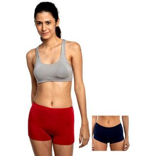 AshleyandAlvis Micro Modal, Anti Bacterial, Skinny Soft, Premium Boyshorts Women Boy Short Dark Blue, Red Panty  (Pack Of 2)