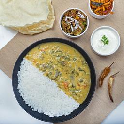 Kootu and poriyal rice bowl