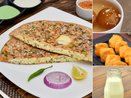 Paneer paratha meal