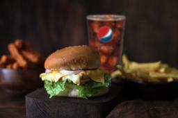 Egg and cheese burger meal