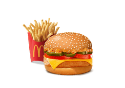 Mexican Grilled Chicken & Cheese Burger + Fries (M)-
