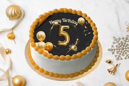 5th birthday photo cake half kg [eggless]