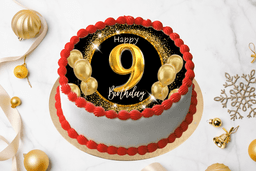 9th birthday photo cake half kg [eggless]
