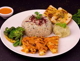 Grilled paneer steak with peri peri sauce
