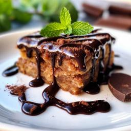 Chocolate brownie with hot chocolate sauce