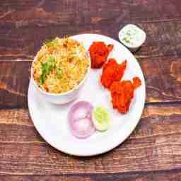 Executive biryani rice + chicken lollipop