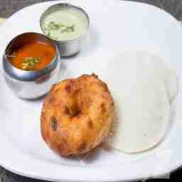 Idli [1 piece] and vada [1 piece]