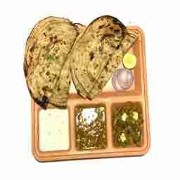 Parathas [2 pieces] + dal + veg sabji [dry]