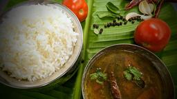 Steamed rice and rasam