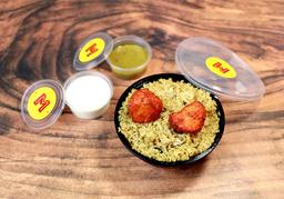 Biryani rice bowl and chicken kabab boneless