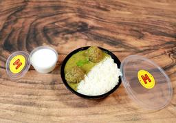Mutton meatball bowl and steamed rice