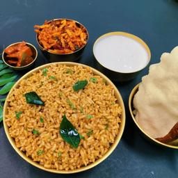 Curry leaf podi rice bowl