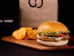 All american crispy chicken cheese burger