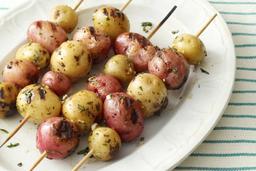 Grilled baby potato skewers