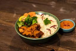 Grilled fish rice bowl