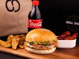 All american crispy chicken cheese burger combo