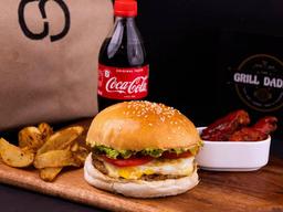 American grilled chicken & egg burger combo