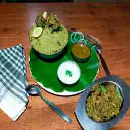 Mutton biryani 2pcs+botti fry half plate