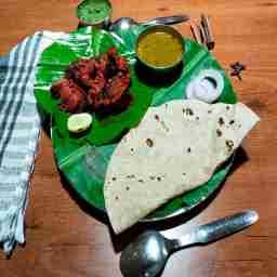 Chapathi 2pcs+chicken fry 1 plate