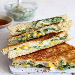 Spinach cheese corn sandwich