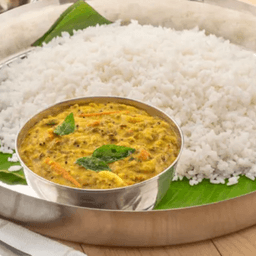 Palak pappu with steamed rice