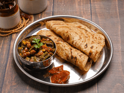 Bhindi chana with paratha-2pc