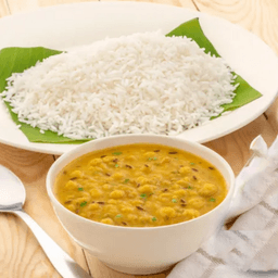 Homestyle dal tadka with steamed rice
