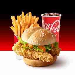 Fiery chicken burger meal