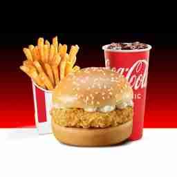 Crispy chicken burger meal