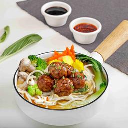 Chicken meatball ramen bowl