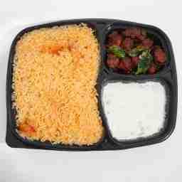 Biryani rice, raita & pepper chicken boneless