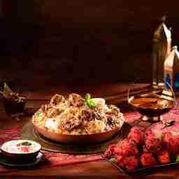 Bucket biryani with chicken kebab