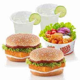 Spicy paneer burger light meal (for 2)