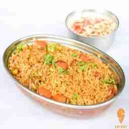 Mixed Veg Rice with Raita
