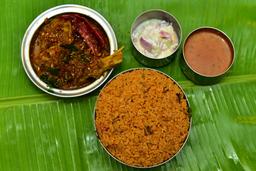 Biryani rice and  mutton chukka