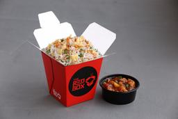 Chicken burnt garlic fried rice with chilli chicken