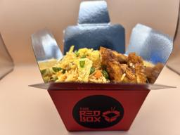 Double egg schezwan fried rice with spicy fried chicken (little box)